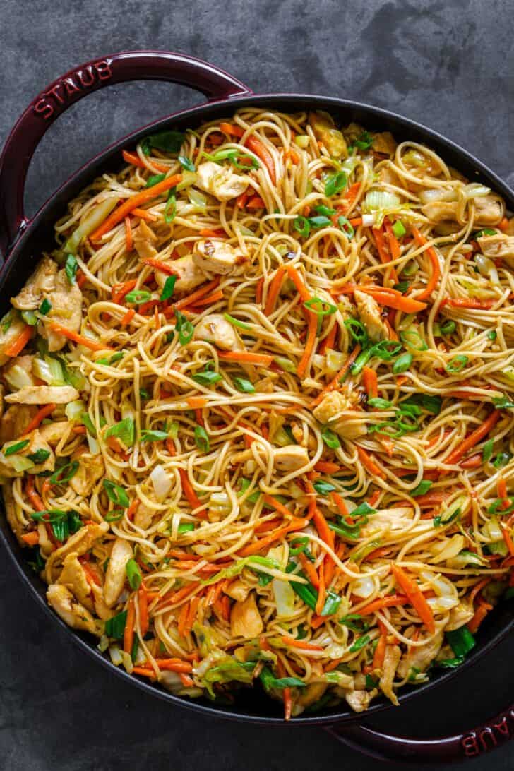 A dish with Chicken Chow Mein