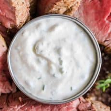 Creamy Horseradish Sauce rivals the best Steakhouse sauce! Excellent paired with prime rib, beef tenderloin or steak. Learn how to make Horseradish Sauce.