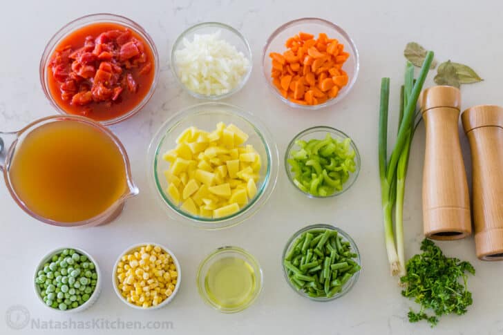 Ingredients for vegetable sopu